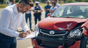 Insurance Agent Assessing Car Accident Scene