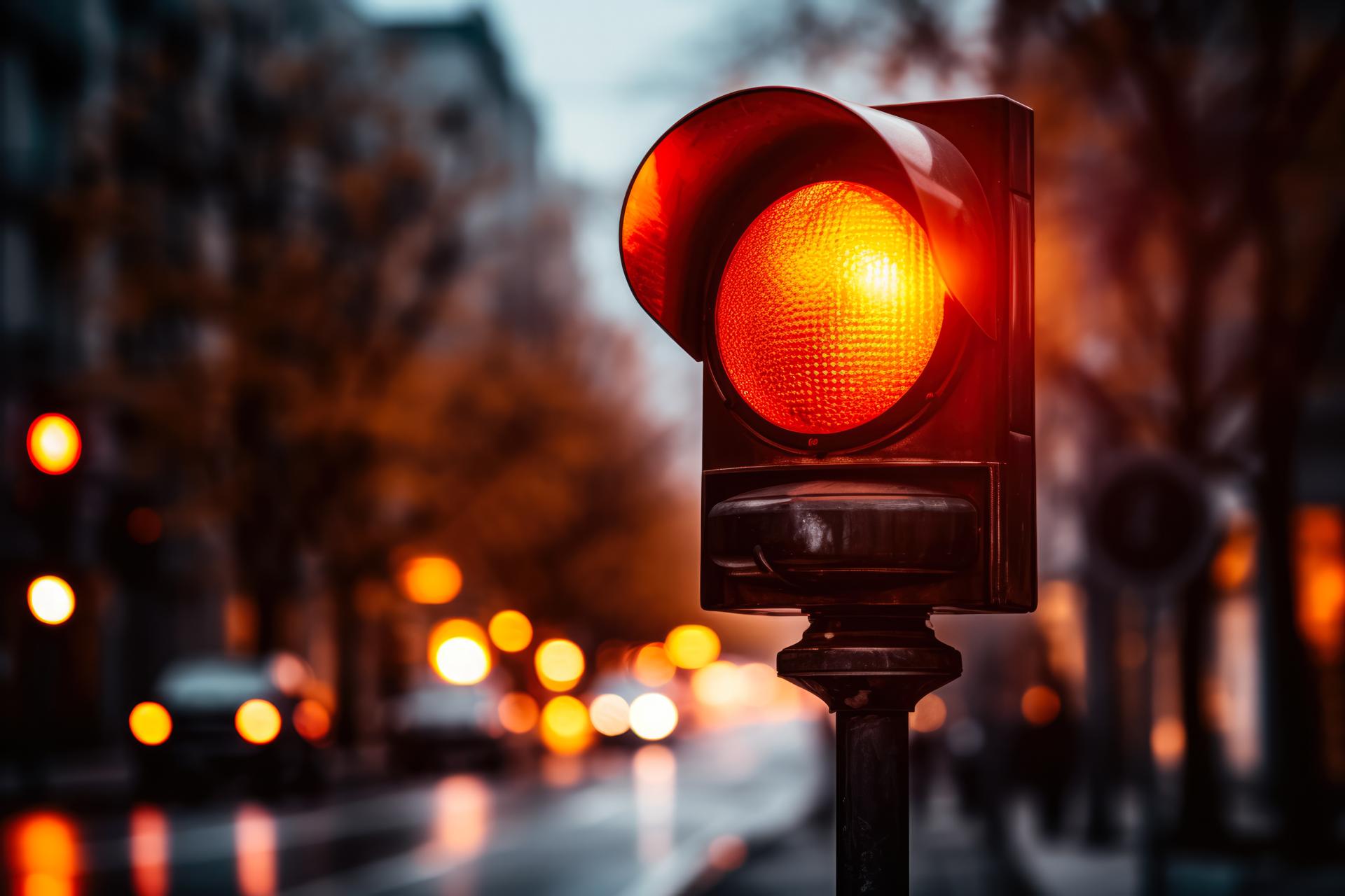 Prohibiting motion signal the red traffic light stands still